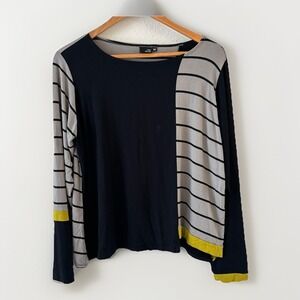 Lisa Bayne Striped Colorblock Top Womens Size M Artsy Boho Lagenlook